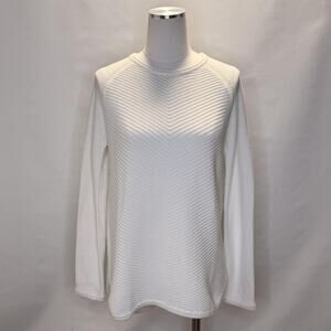 Kinross Sweater Womens Small White Chevron Knit Crewneck Cotton Pullover Raglan
